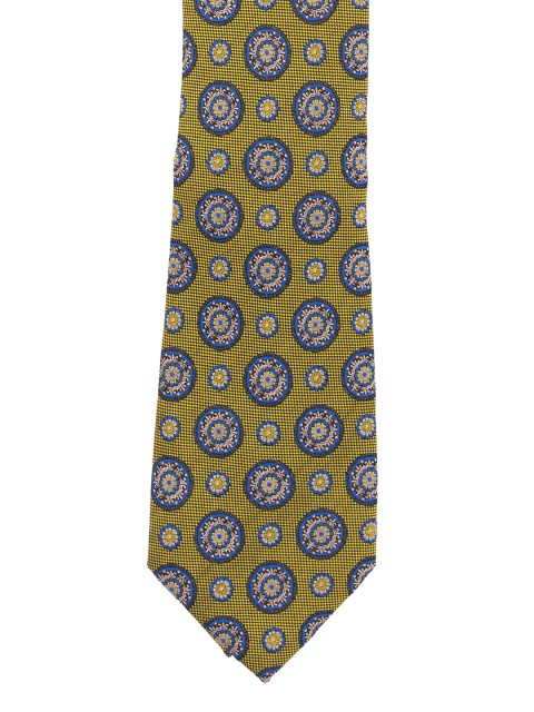 

The Tie Hub Green & Blue Woven Design Silk Broad Tie