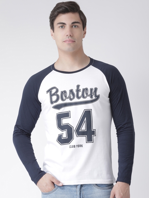 

Club York Men White Printed Round Neck T-shirt