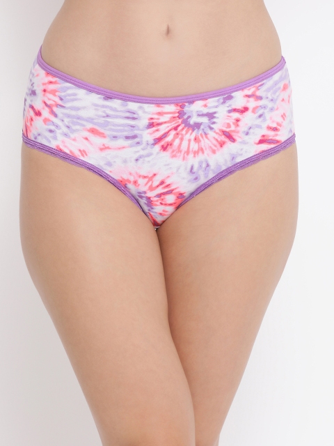 

Clovia Women White & Pink Printed Mid Rise Hipster Briefs PN3248P15XL
