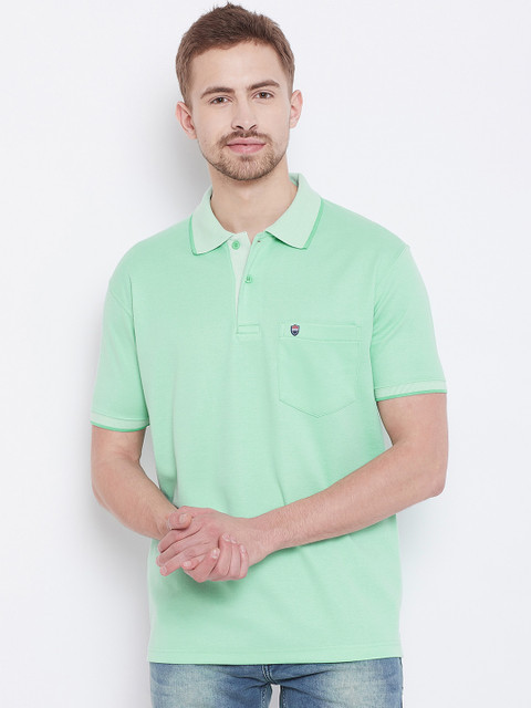 

Duke Men Green Solid Polo Collar T-shirt