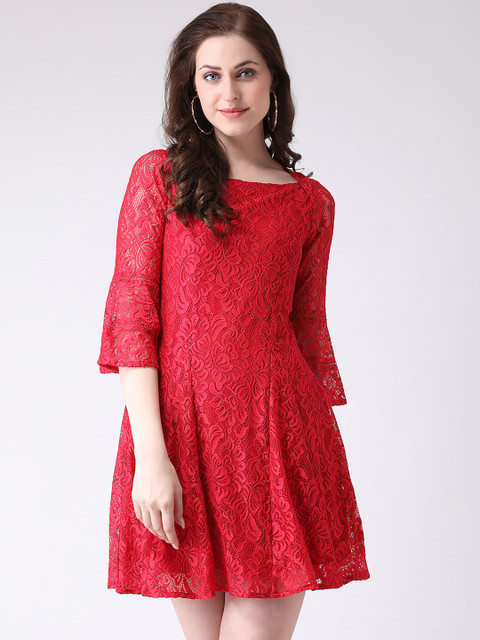 

Latin Quarters Women Red Fit and Flare Dress