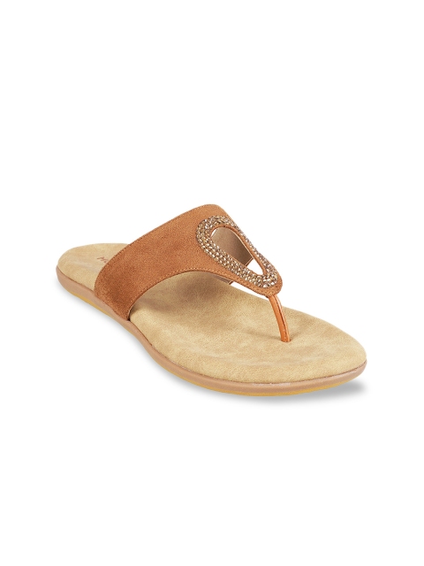 

Mochi Women Tan Brown Solid Open Toe Flats
