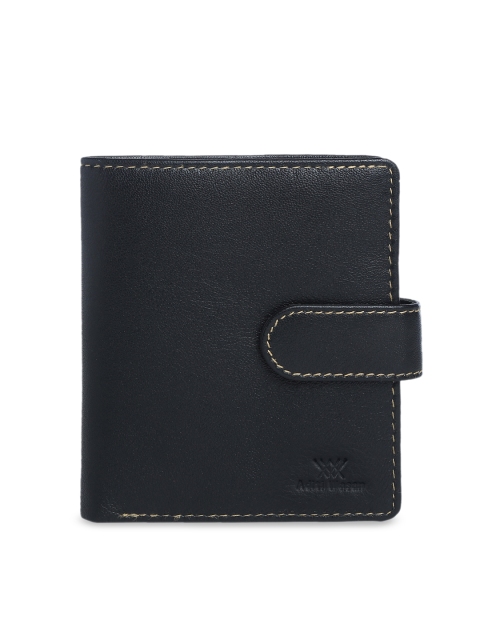 

Aditi Wasan Women Black Solid Two Fold Leather Wallet