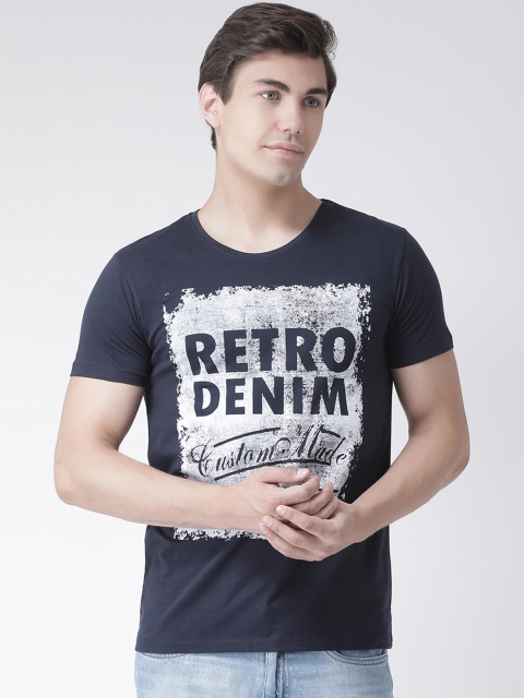 

Club York Men Navy Blue Printed Round Neck T-shirt