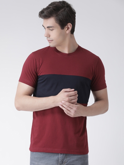 

Club York Men Maroon Colourblocked Round Neck T-shirt