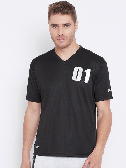 

Duke Men Black Solid V-Neck T-shirt
