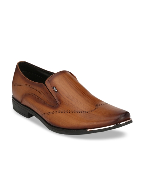 

Hitz Men Genuine Leather Tan Brown Solid Semiformal Slip-Ons