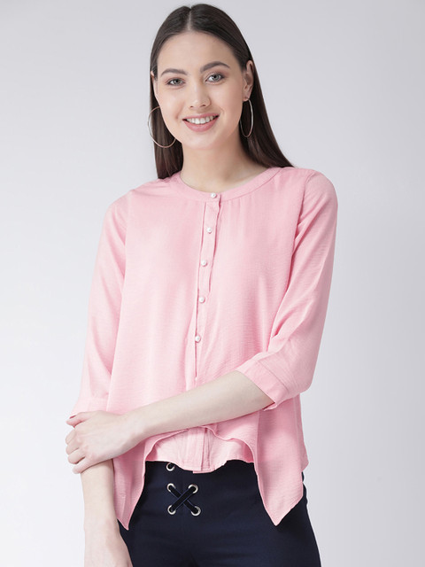 

Latin Quarters Women Pink Solid Shirt Style Top