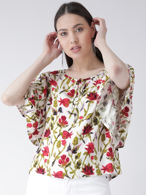 

Latin Quarters Women Off-White & Red Floral Print Kaftan Top