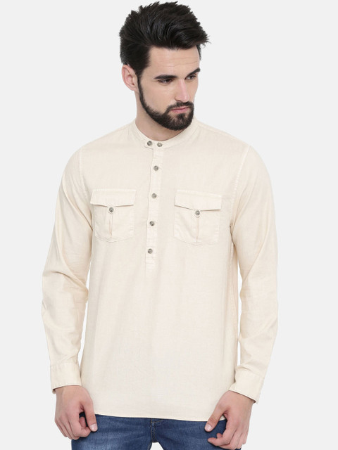 

Breakbounce Men Cream-Coloured Regular Fit Solid Casual Shirt