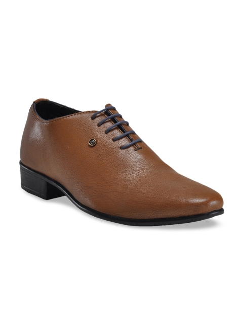 

Franco Leone Men Tan Brown Leather Formal Oxford Shoes