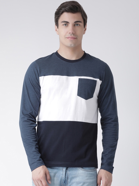 

Club York Men Blue Colourblocked Round Neck T-shirt