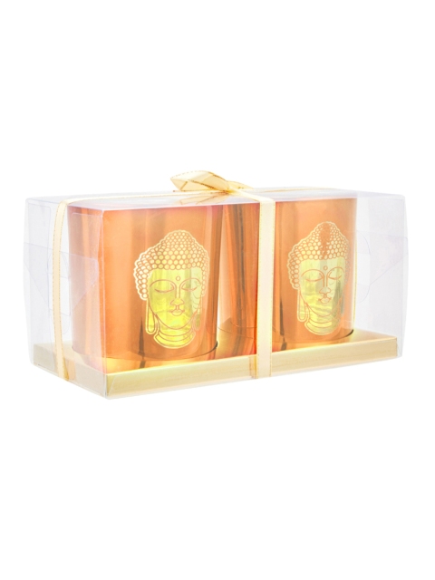 

Living Essence Set of 2 Orange Buddha Face Candle Holders