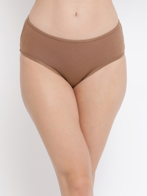 

Clovia Women Brown Solid Mid Rise Hipster Briefs PN3255P24XL