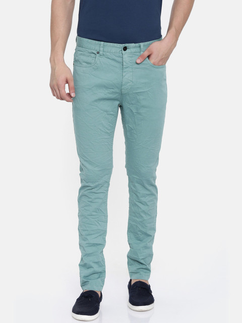 

Breakbounce Men Sea Green Slim Fit Solid Regular Trousers