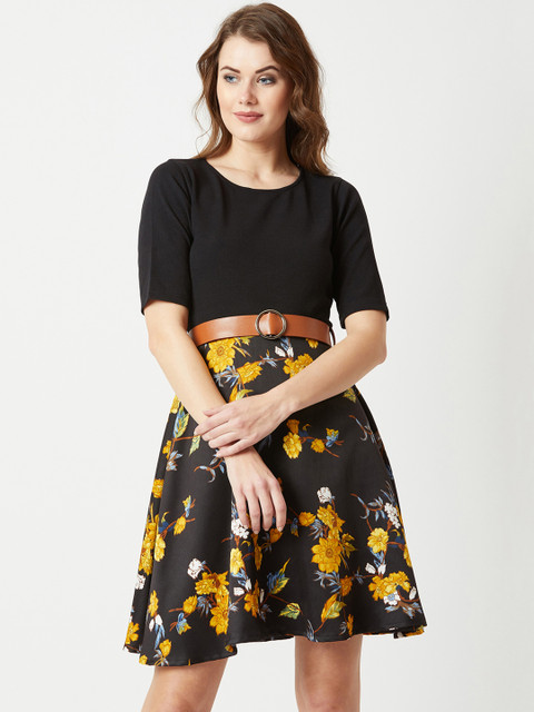 

Miss Chase Women Multicoloured Floral Printed Fit and Flare Dress, Multi