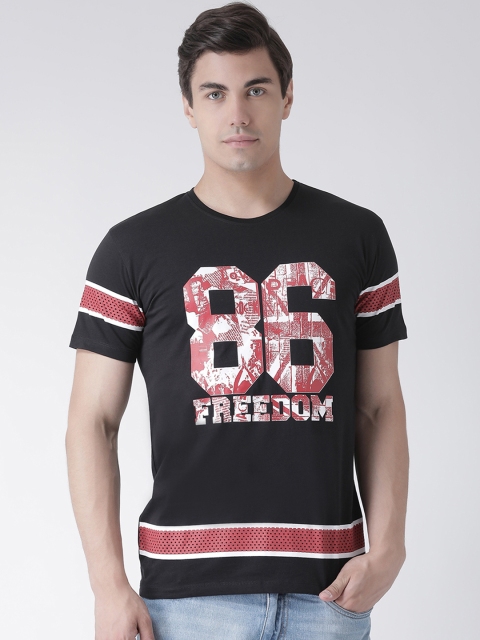 

Club York Men Black Printed Round Neck T-shirt