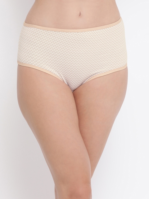 

Clovia Women White & Cream-Coloured Printed High-Waist Hipster Briefs PN3135T18XL