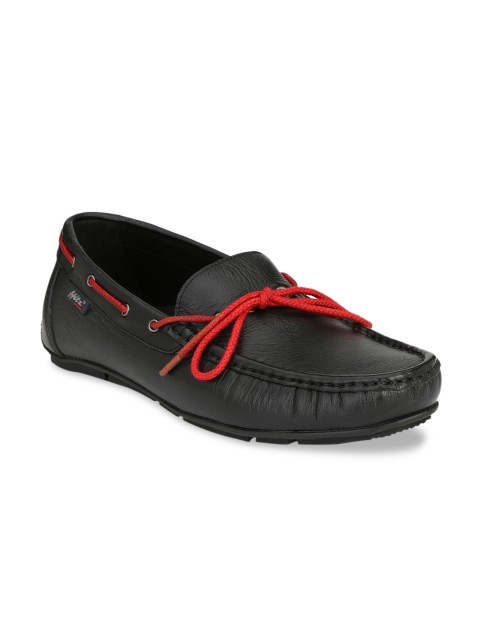 

Hitz Men Black Genuine Leather Boat Shoes
