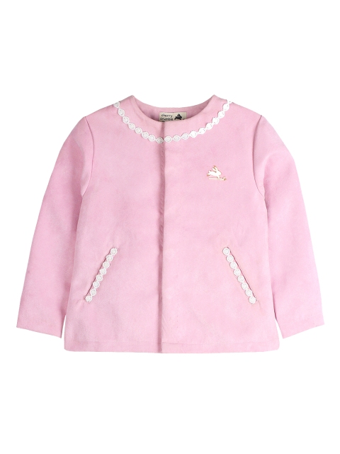 

Cherry Crumble Girls Pink Solid Princess Coat