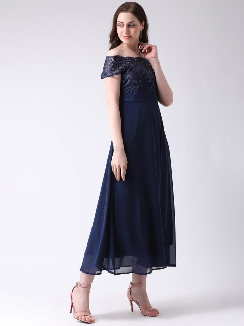 

Latin Quarters Women Navy Blue Fit and Flare Dress