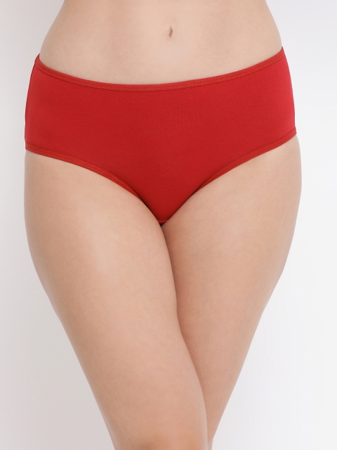 Clovia Women Red Solid Mid Rise Hipster Briefs PN3255P04XL