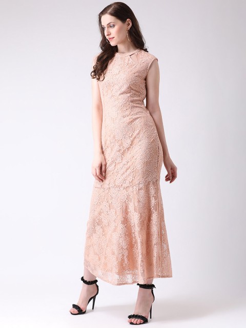 

Latin Quarters Women Peach-Coloured Drop-Waist Dress