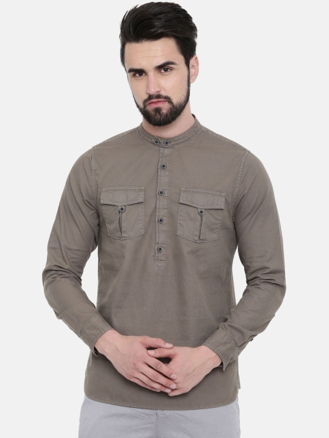 

Breakbounce Men Olive Brown Regular Fit Solid Casual Shirt