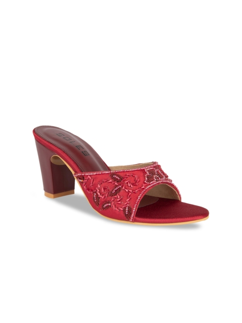 

SOLES Women Maroon Textured Heels