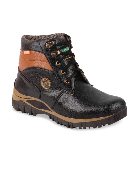 

FAUSTO Men Black Mid-Top Flat Boots