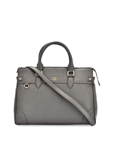 

Eske Grey Solid Leather Handheld Bag