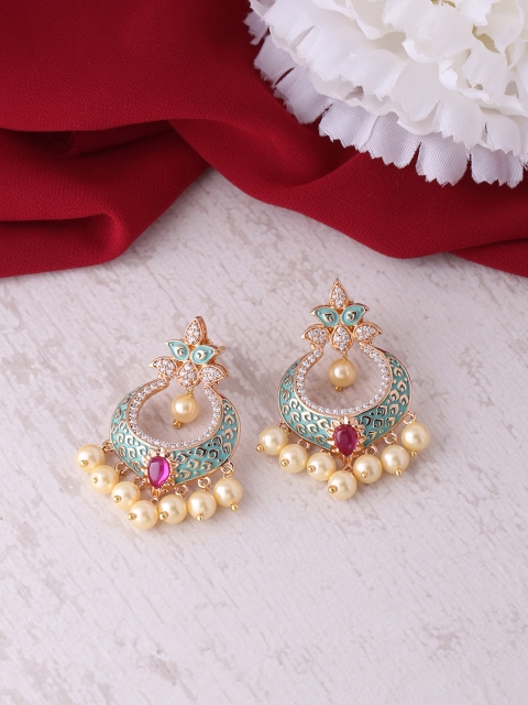 

Tistabene Gold-Plated Pink Contemporary Drop Earrings