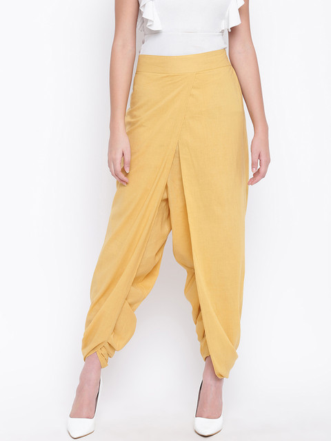

FABNEST Women Yellow Solid Dhoti