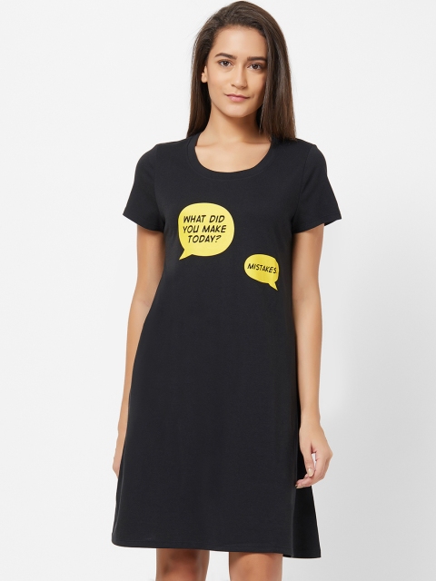 

Soie Women Black Printed Knee-Length Sleep Shirts NT-98ANTHRACITE-11
