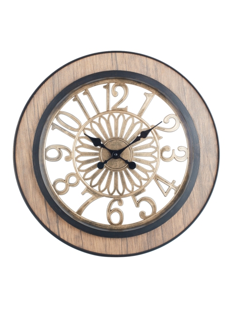

Living Essence Brown Round Aristo Ornate With Wood Analogue Wall Clock