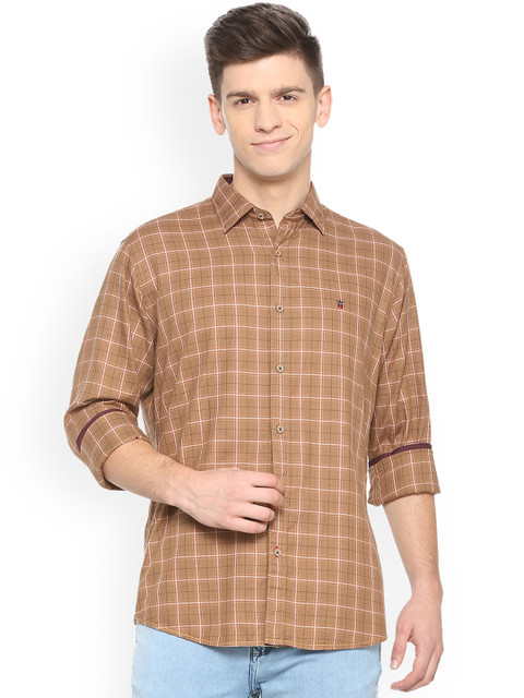 

Louis Philippe Men Brown Slim Fit Checked Casual Shirt