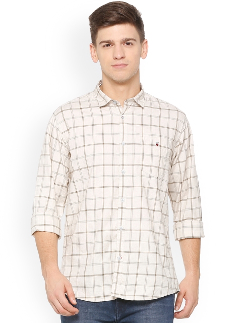 

Louis Philippe Men Off-White Slim Fit Checked Casual Shirt