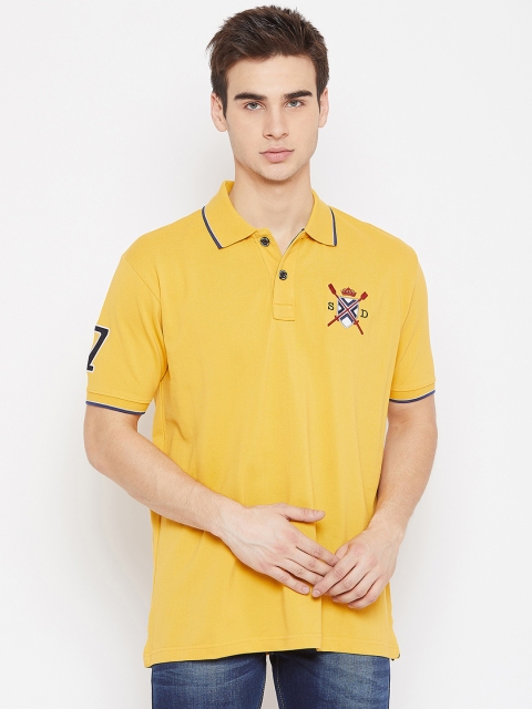 

Duke Men Yellow Printed Polo Collar T-shirt