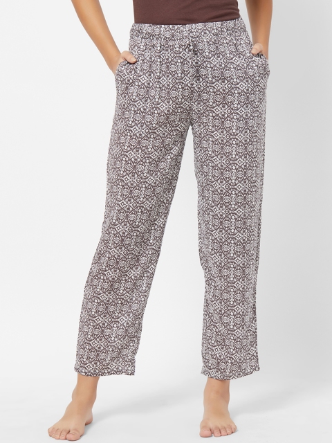 

Soie Women Brown & White Printed Pyjamas NT-121PJ-2-PJ-2