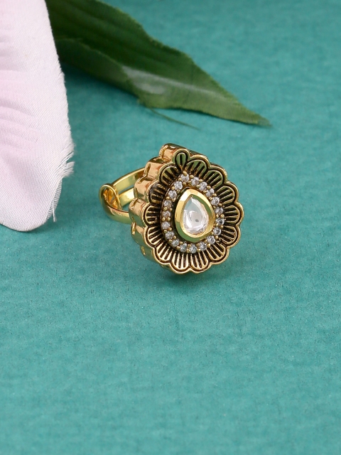 

Tistabene Women Gold-Plated Handcrafted Kundan Polki Ring
