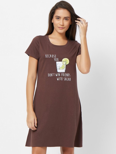 

Soie Women Brown Printed Knee-Length Nightdress NT-98DEEP-MAHOGANY-3
