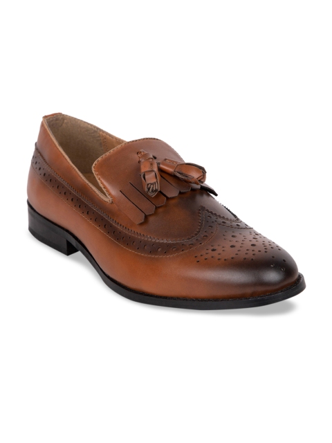 

Duke Men Tan Brown Perforated Formal Taselled Loafers