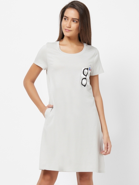 

Soie Women Grey Printed Knee-Length Nightdress NT-98VAPOUR-BLUE-10