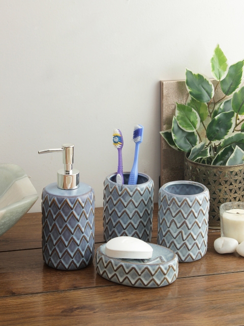 House Of Accessories Set of 4 Blue Bathroom Accessories