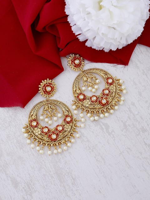 

Tistabene Gold-Plated & Red Contemporary Drop Earrings