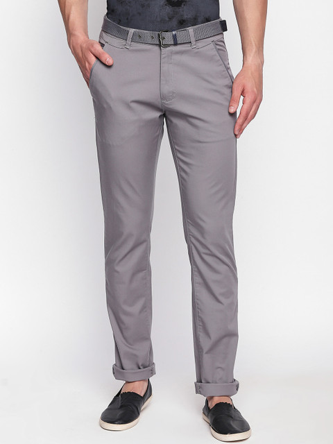 

beevee Men Grey Regular Fit Solid Chinos