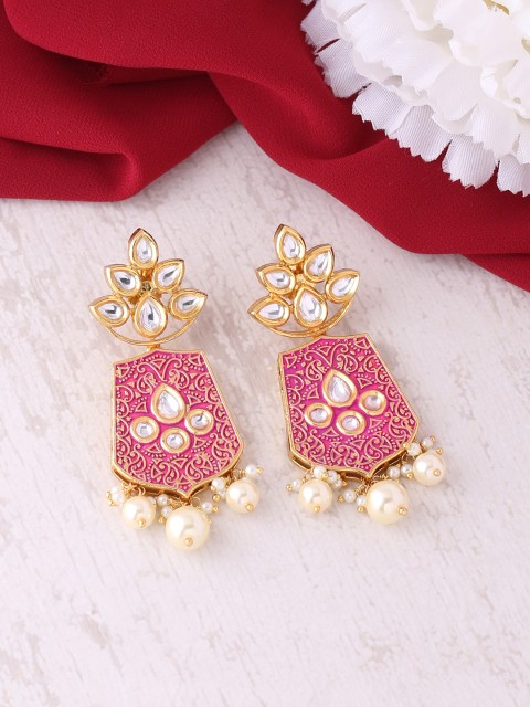 

Tistabene Gold-Plated & Pink Enamelled Geometric Drop Earrings