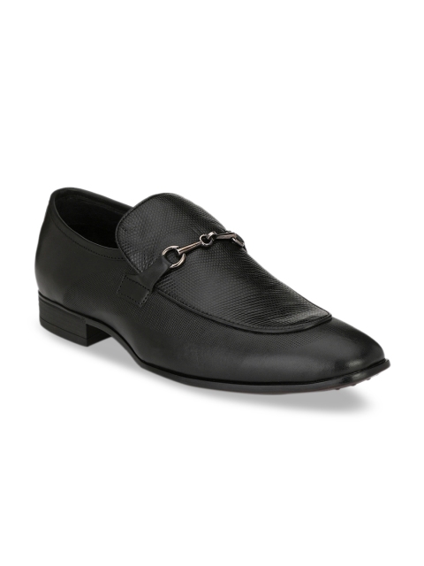 

Hitz Men Genuine Leather Black Solid Genuine Leather Semiformal Slip-Ons