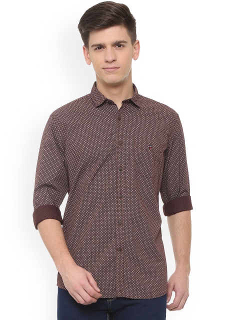 

Louis Philippe Men Brown & Off-White Slim Fit Printed Casual Shirt