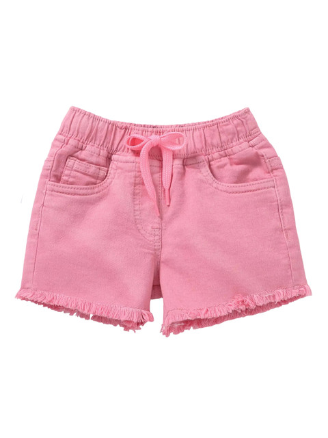 

KiddoPanti Girls Pink Solid Regular Fit Denim Shorts